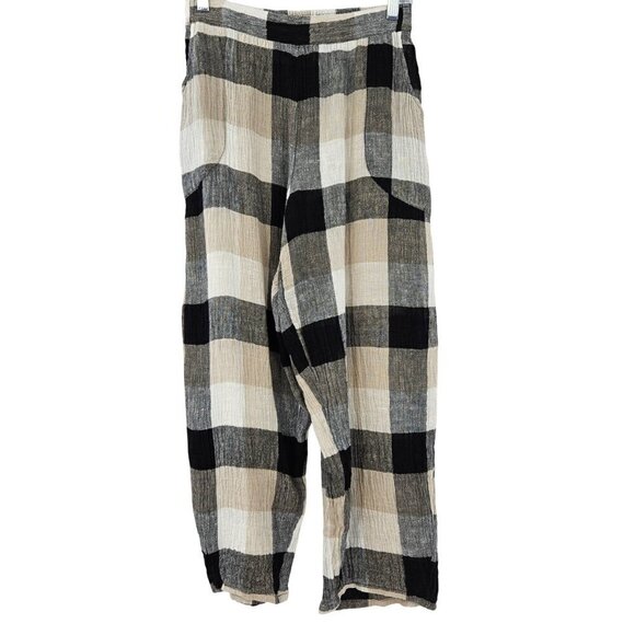 Habitat Pants - Habitat Liv By Habitat Linen Plaid Lantern Pants Women’s Size XS Lagenlook Artsy